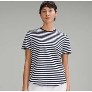 Lululemon Love Crewneck T-Shirt True Navy Stripe White Women's Size 14